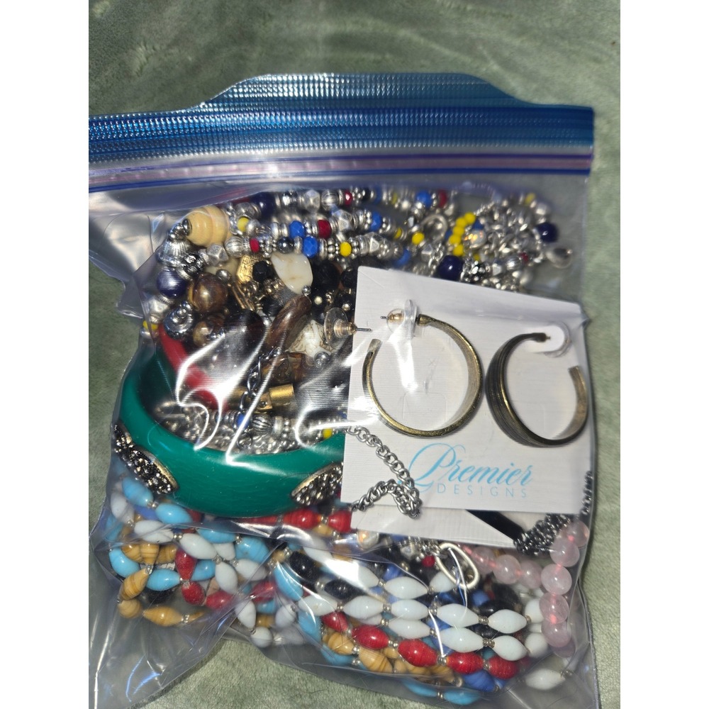 Mixed Costume Jewelry Lot Hoop Earrings Beaded Necklaces Bangles broaches